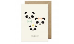 Zü - Carte-double "It's a girl !" - Pandas