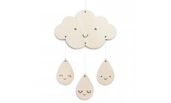 Zü - Petit mobile en bois Nuage & gouttes