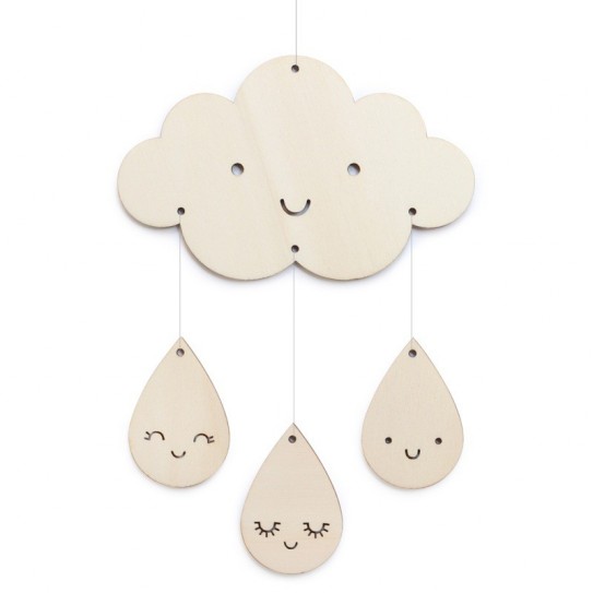 Zü - Petit mobile en bois Nuage & gouttes