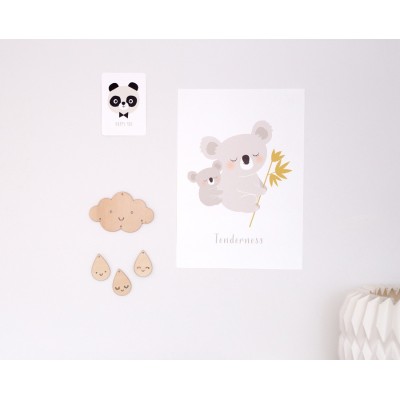 Zü - Petit mobile en bois Nuage & gouttes