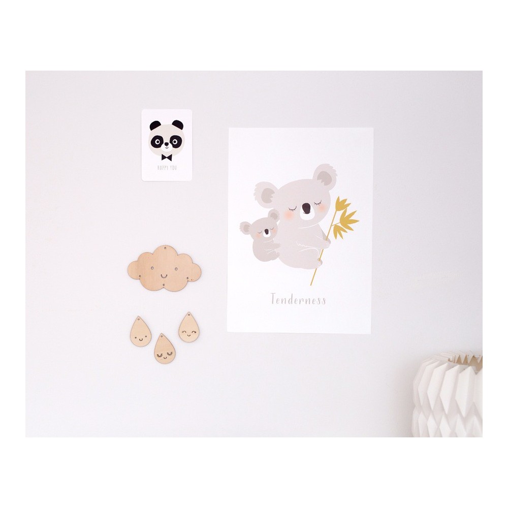 Zü - Petit mobile en bois Nuage & gouttes