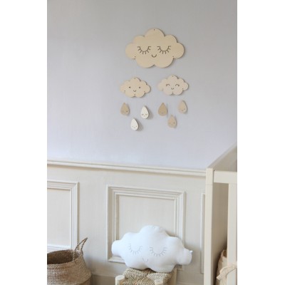 Zü - Grand mobile en bois Nuages & gouttes
