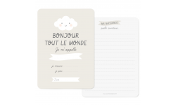 Zü - Carte naissance "BONJOUR" - perle