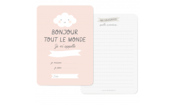 Zü - Carte naissance "BONJOUR" - rose