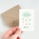 Zü - Lot de 5 minis cartes doubles merci nuages