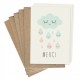 Zü - Lot de 5 minis cartes doubles merci nuages