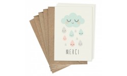 Zü - Lot de 5 minis cartes doubles merci nuages