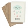 Zü - Lot de 5 minis cartes doubles merci nuages