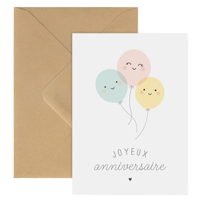 Carte double et enveloppe anniversaire | LIGNE CLAIRE