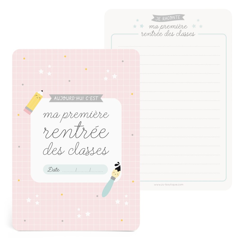 Zü - Grande carte Ma première rentrée - rose