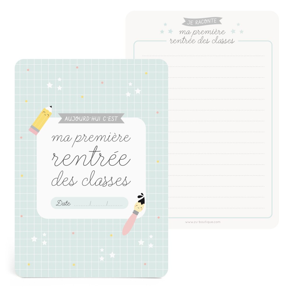 Zü - Grande carte Ma première rentrée - menthe