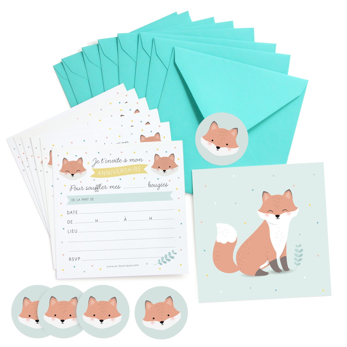 Zu Invitations Anniversaire Renard Lot De 8 Mademoiselle Princesse Je Suis A Croquer Sarl