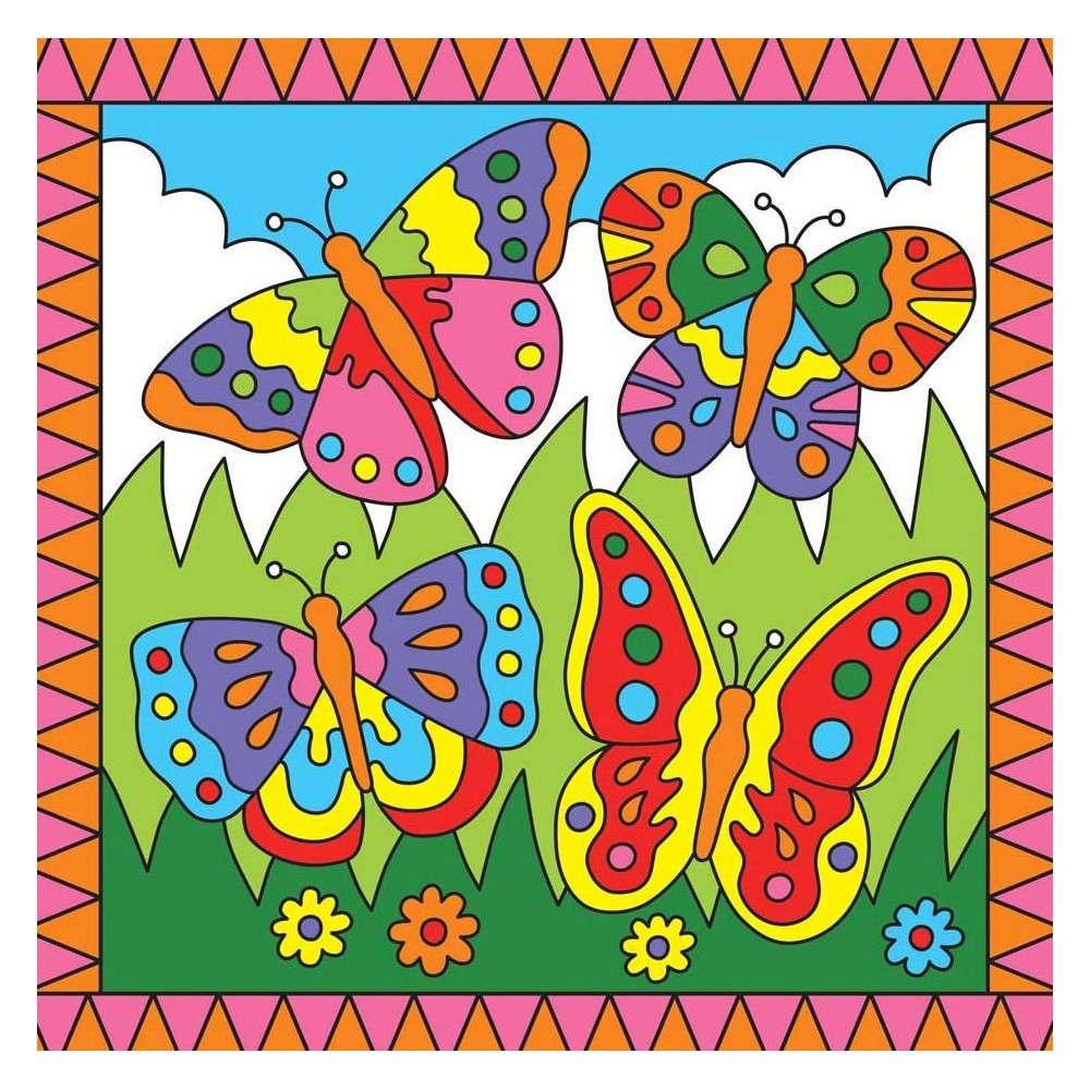 Peinture par numéros - Papillons et bassin à nénuphars